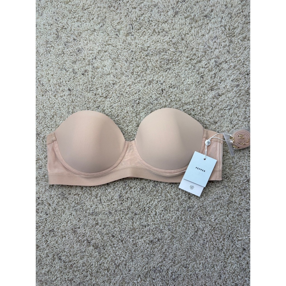 NWT Pepper Multiway Strapless Bra 38B Buff Beige Nude Convertible - Picture 1 of 4